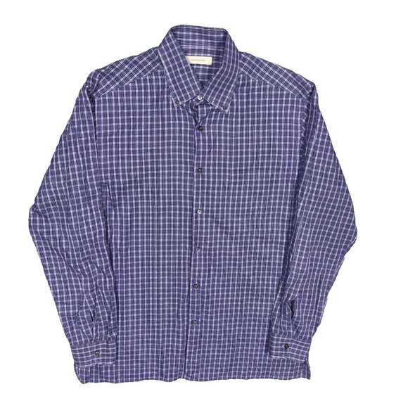 Ermenegildo Zegna Dress Shirt Italy Purple Check Long Sleeve Cotton 17.5 XL - Picture 1 of 9